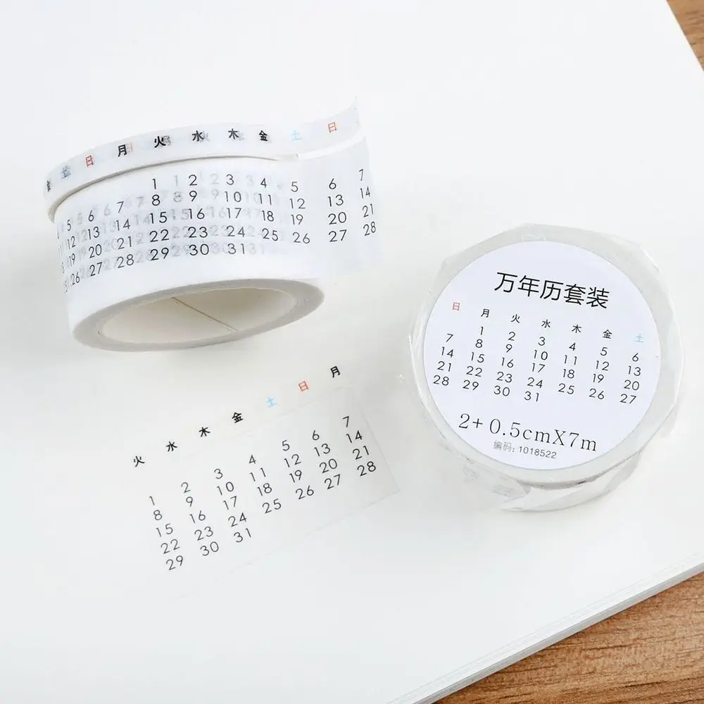 

Лента декоративная Washi с календарем, портативная клейкая лента для ежедневников и дневников