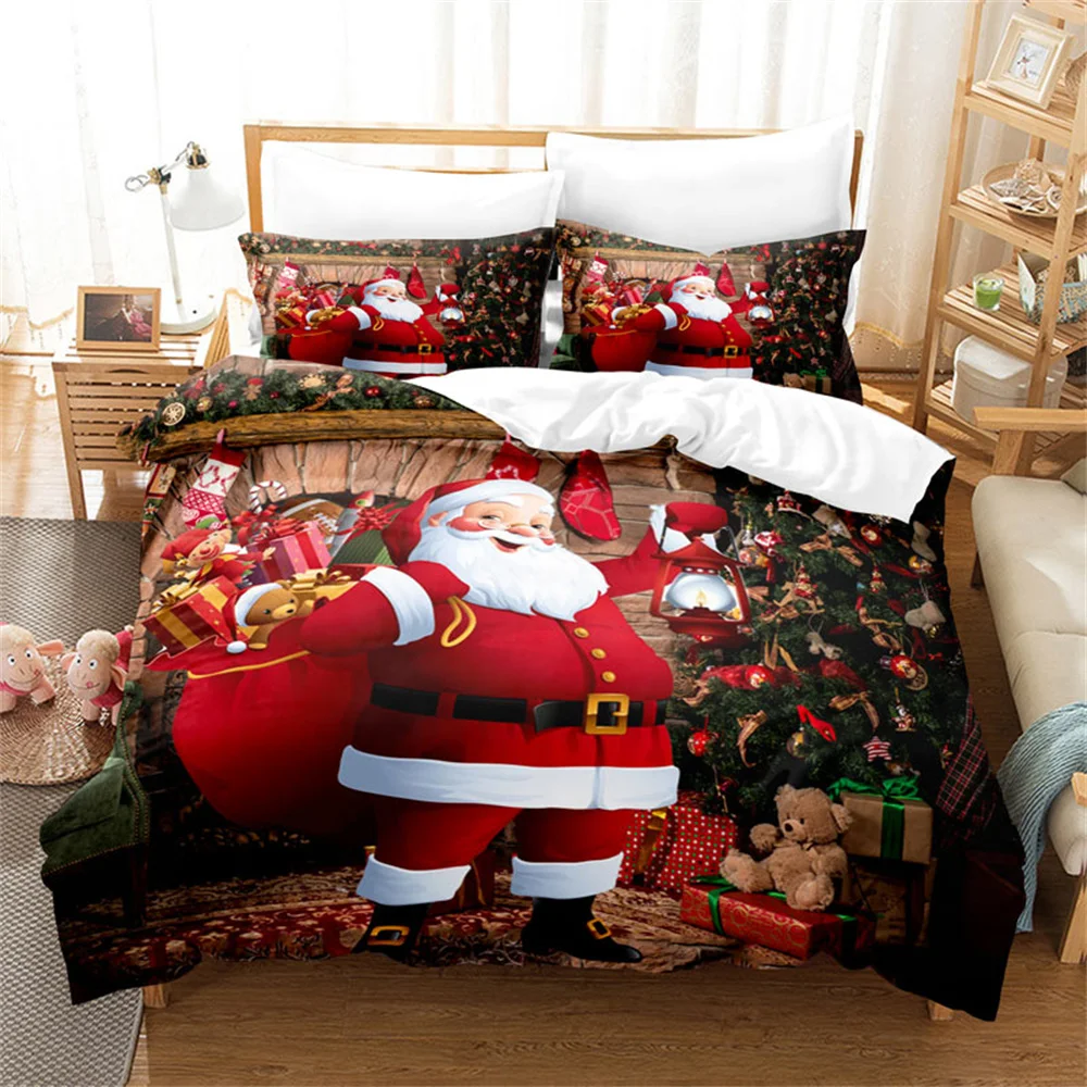 

Рождественский Комплект постельного белья с пододеяльником, Санта-Клаусом, снеговиком, красного цвета, с Новым годом, Рождеством, праздничные подарки для женщин, мужчин, детей, Декор