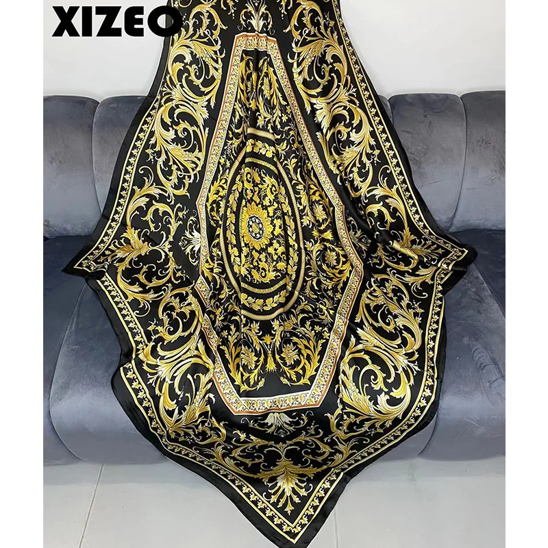 

132cm SILK Large Square Scarf For Women Spring New Hot Selling Oil Painting Flower Women's Headscarf All-Match Shawl