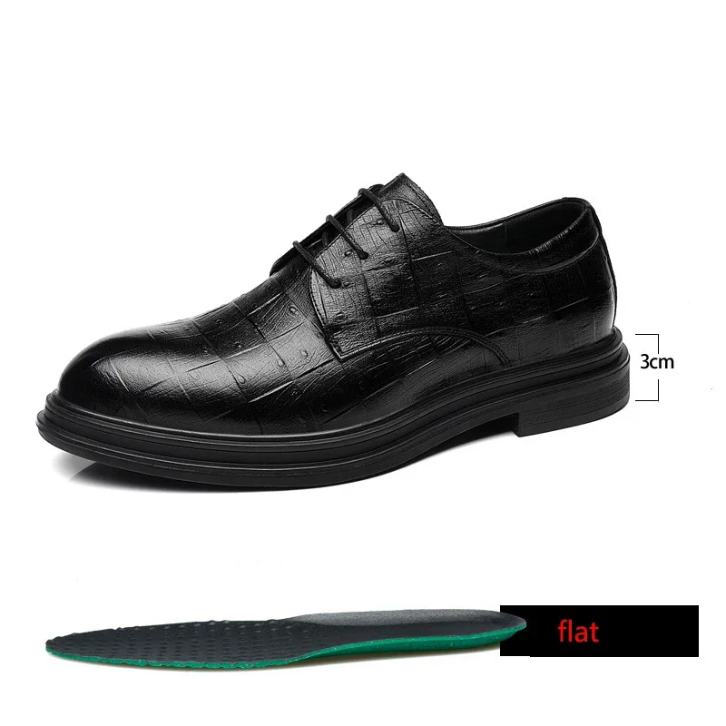 Мужские кожаные туфли-невидимки увеличивающие рост 6 см экстравагантные