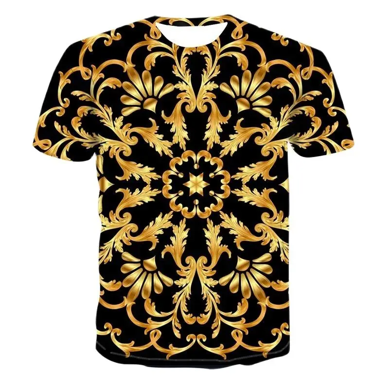 

2022 Round Neck Short Sleeve Outdoor Casual Sports Top Summer Fashion Latest Men's Oversized T-shirt 3D Anime Baroque Print