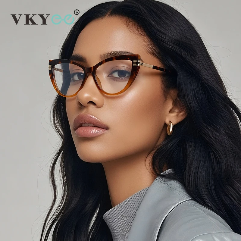 Фото VICKY модные новые оправы «кошачий глаз» дизайн анти-синий свет очки для чтения женские могут быть близорукостью по индивидуальному заказу PFD2264 №1