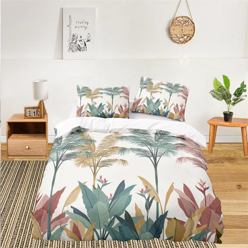 

Мягкий Комплект постельного белья с цветочным принтом для детей и девочек, для взрослых, с листьями, цветами, ветками, пододеяльник, пододея...