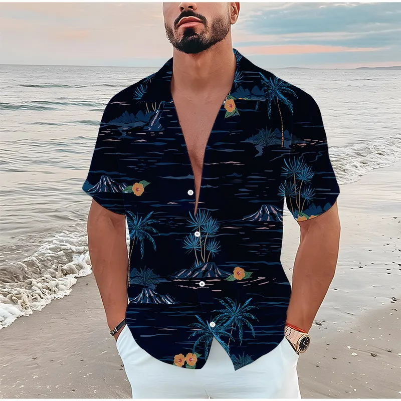 2022 Men's Shirts Hawaiian Shirts Men scenery 3d Printed Summer Loose Breathable Shirts For Men Retro Short Sleeve Retro Shirt