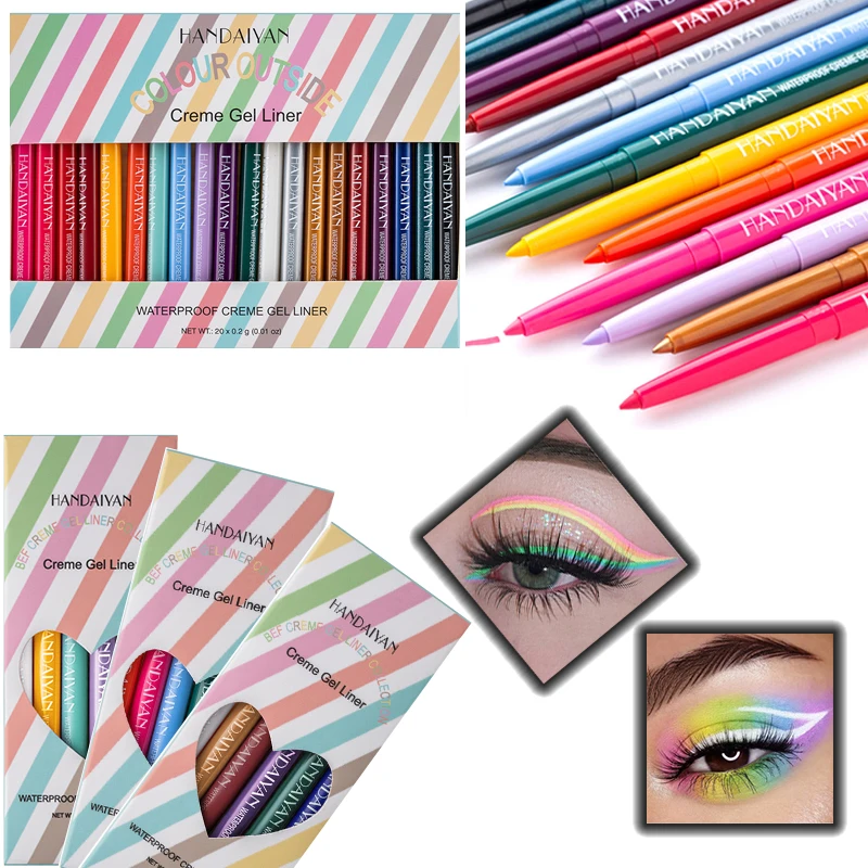 

6PCS/1PCS Waterproof Matte Eyeliner Gel Lasting Professional Sweatproof Non-smudge 20 Colors Ultra-fine Eyeliner Pencil