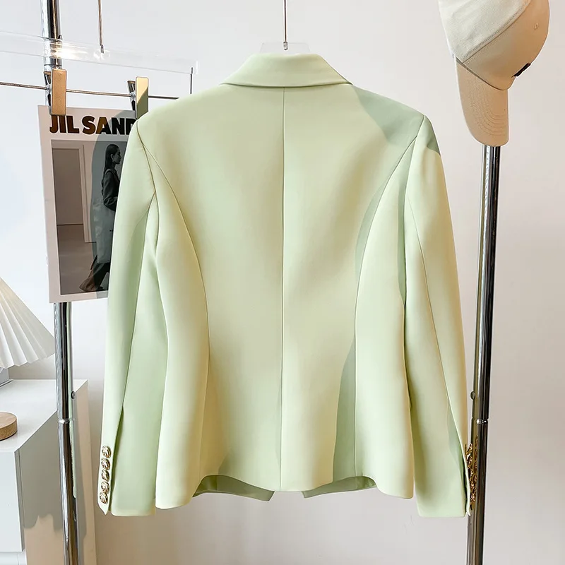 Women's Jacket Metal Double Breasted Slim Fit Fashion Blazer