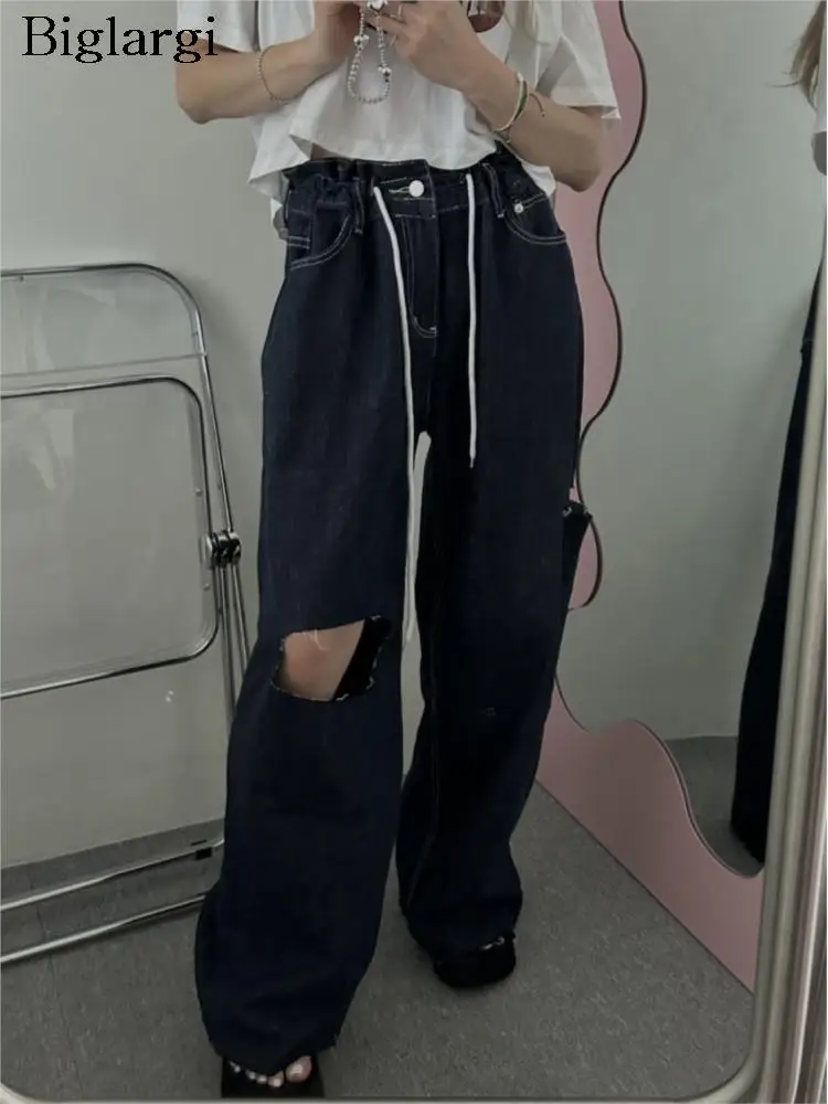 

Jeans Long Pants Women Hole High Waist Loose Hollow Ladies Jeans Trousers Casual Modis Woman Jeans Pants 2023