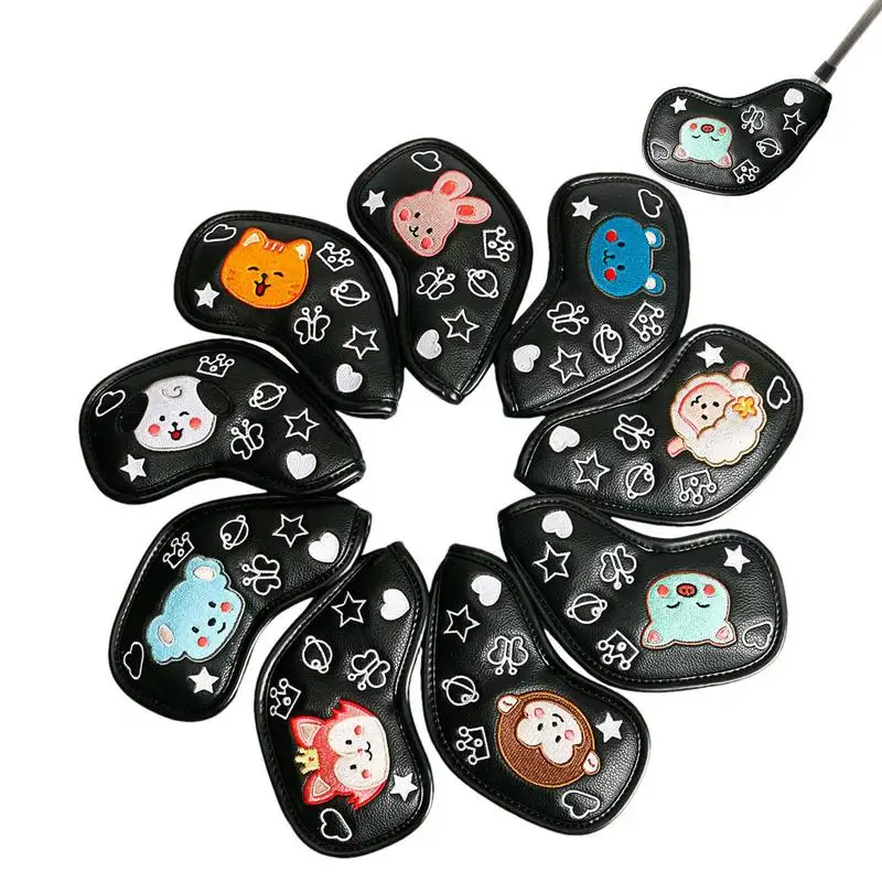 

Golf Iron Covers Set 9pcs/set Protective Covers With Numbers And Cartoon Designs Versatile Golf Club Head Protector For Golf