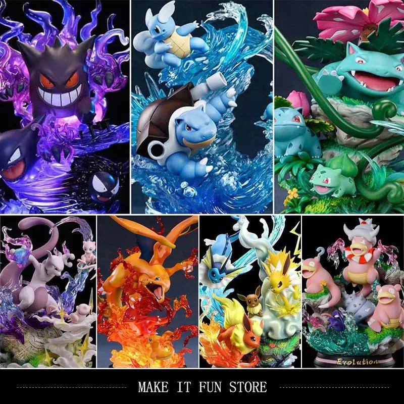 1/8pokemon Evolution Group Pet Elf Super Dream Fire Breathing Dragon Geng Ghost Wonderful Frog Seed Jenny Turtle Hand-made Model