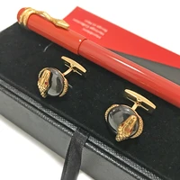 mss inheritance series metal silver classic mb fountain pen with exquisite snake clip redblack cufflinks gift box set