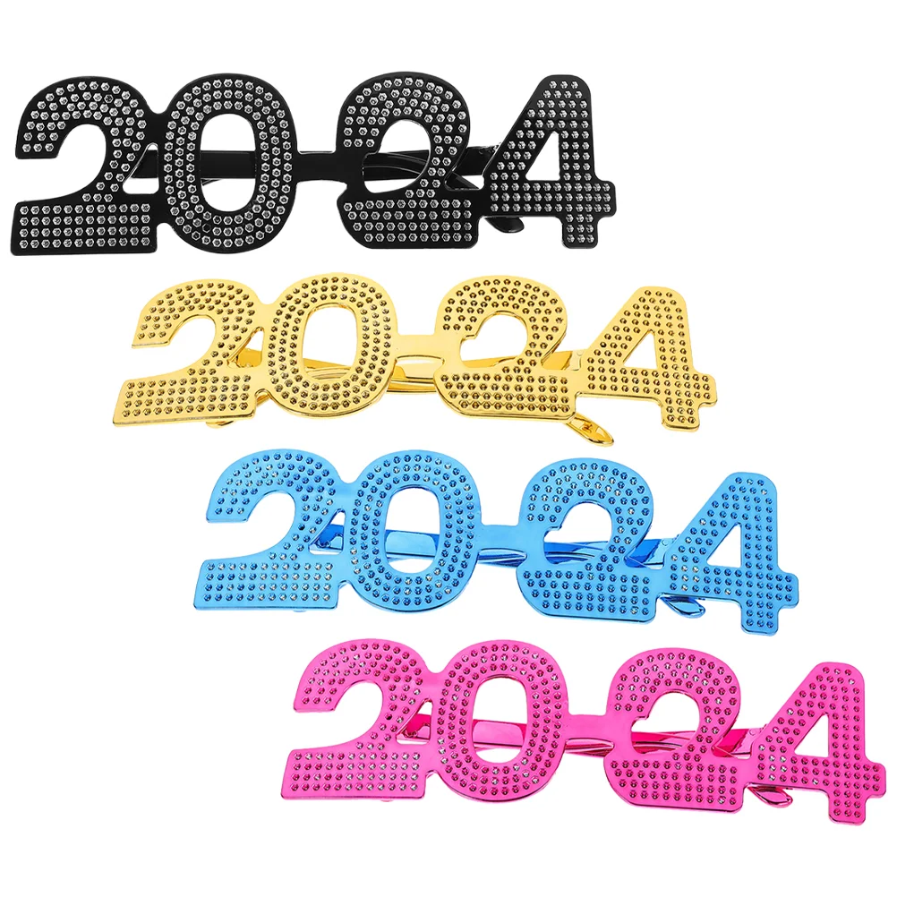 

4 Pcs New Years Glasses 2024 Eyeglasses Props Party Decor Supplies Funny Dancing