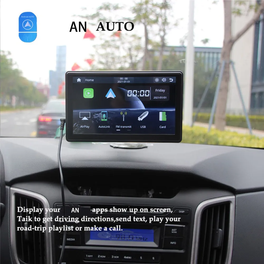

7 Inch IPS Portable Wireless Carplay Car Radio Wireless Android Auto Car Radio Bluetooth Stereo HD 1080P Car Multimedia Player