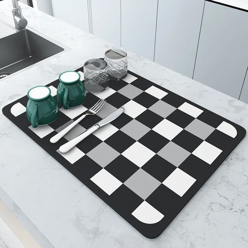 

Kitchen Countertop Absorbent Mat Drain Mats Household Tableware Cup Bowl Dish Dry Pad Splash Proof Pads Strong Water Absorbing