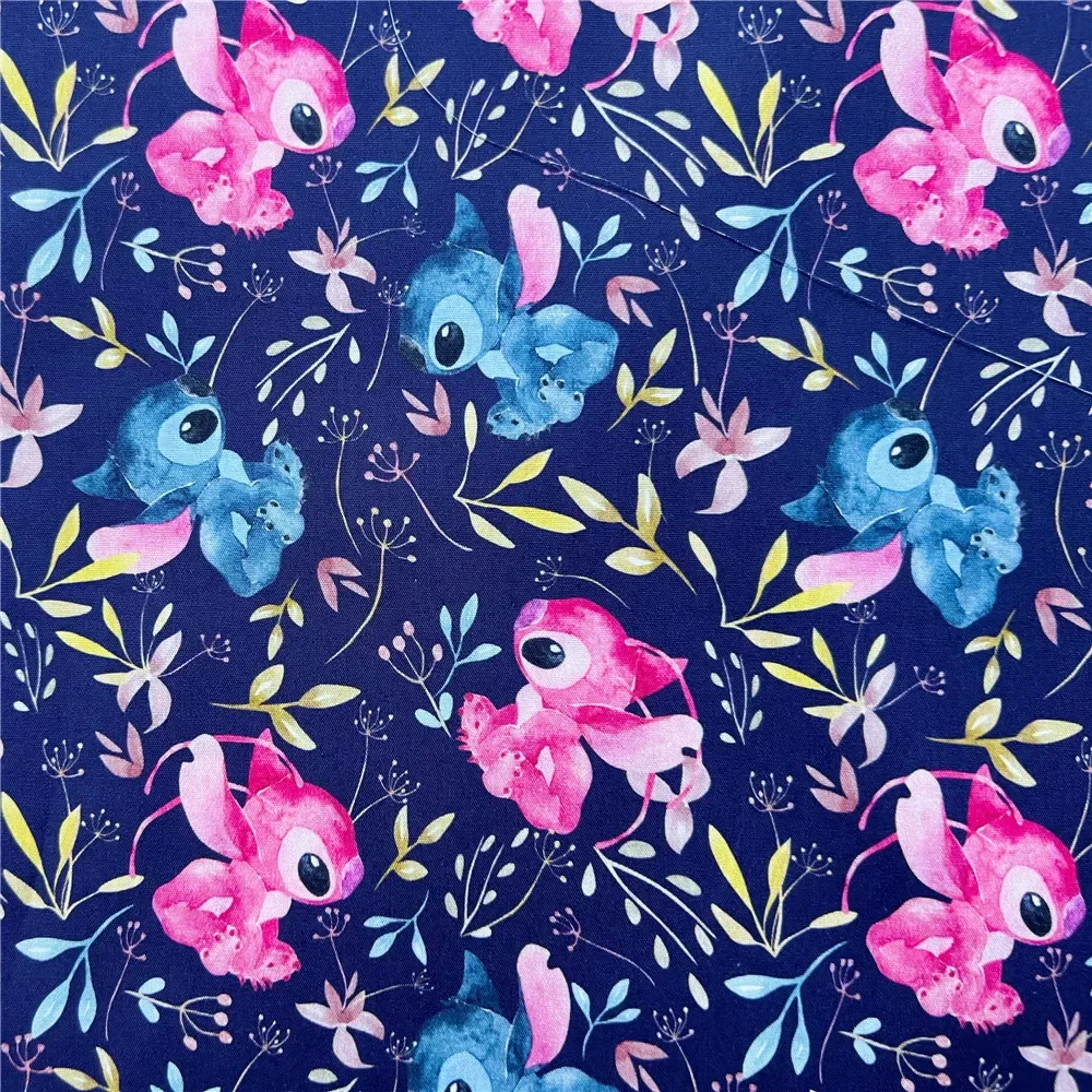 Хлопковая ткань для шитья Лило и Стич Disney лоскутного одежды платьев материал