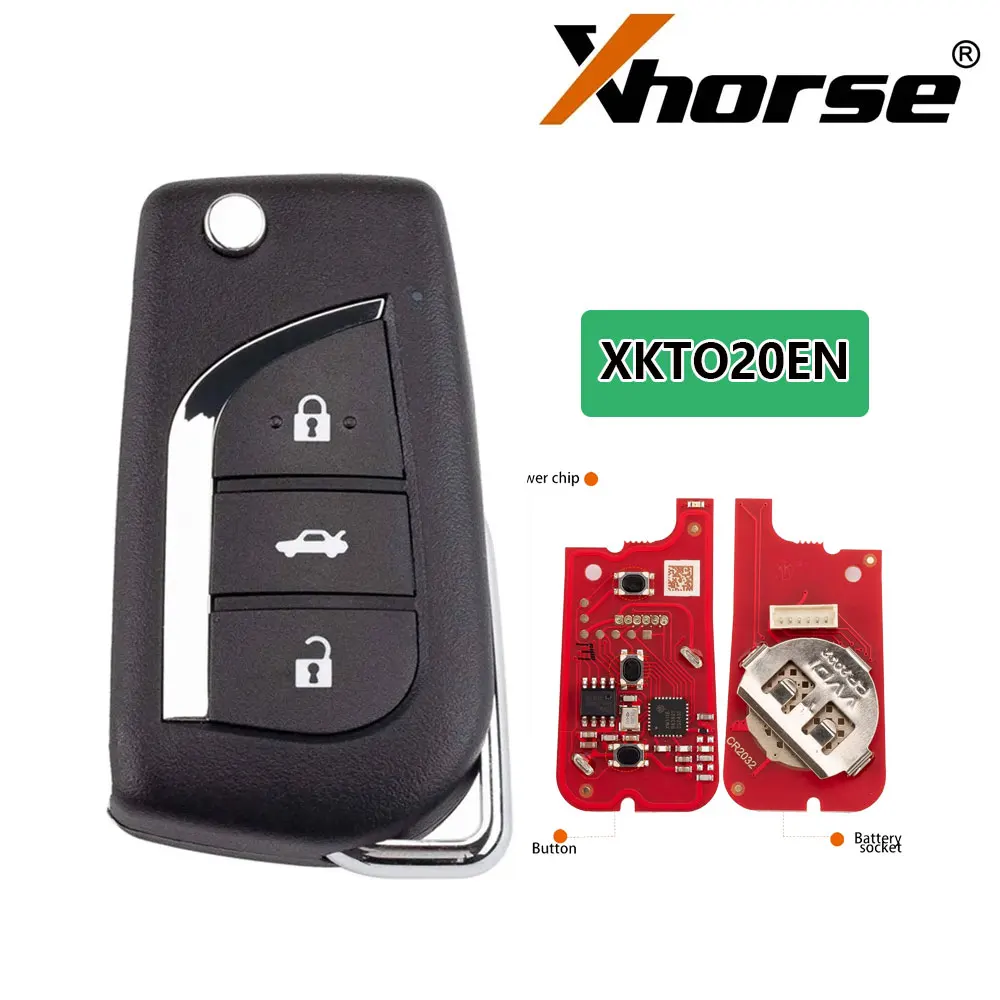 

5 шт. Xhorse XKTO20EN Универсальный дистанционный ключ 2-го поколения для Toyota Тип проводной дистанционный ключ 3 кнопки для VVDI Mini / Key Tool Max
