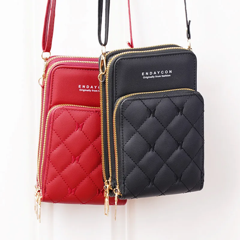 

Women Casual Cellphone Crossbody Bag PU Leather Shoulder Bag Multifuncion Messenger Handbag Flap