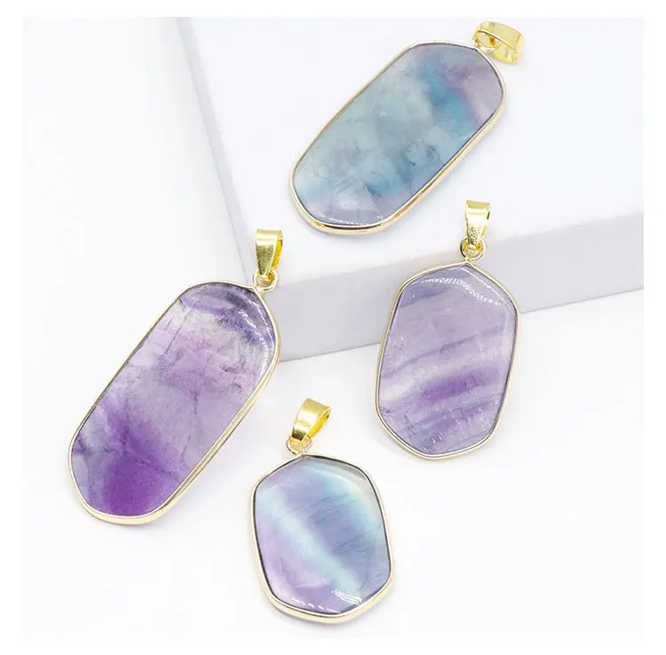 

Wholesale 4pcs/pack 100% Natural Rainbow Fluorite Pendant Bead,Gemstone Pendant for Jewelry DIY