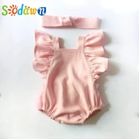 sodawn summer new baby girl clothes newborn flying sleeve bodysuit patchwork mesh romper bowknot kid clothes
