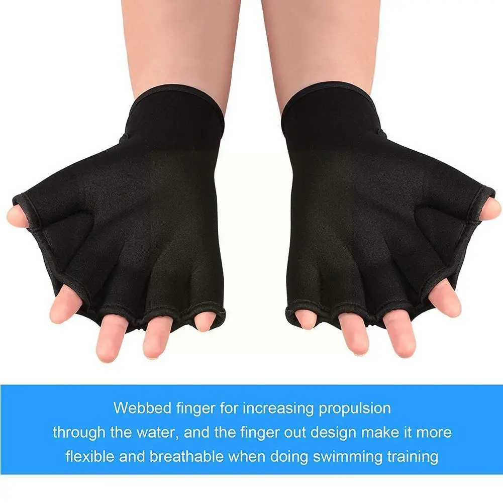 

1 Pair Snorkeling Dive Swimming Paddles Palm Webbed Gloves Webbed Swim Neoprene Gloves U2W0