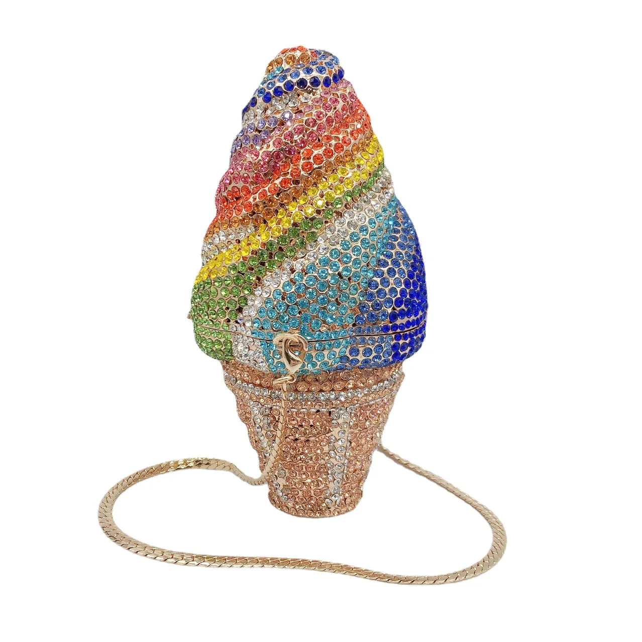 Мини-веселковые цветные вечерние клатчи в форме мороженого с бриллиантами