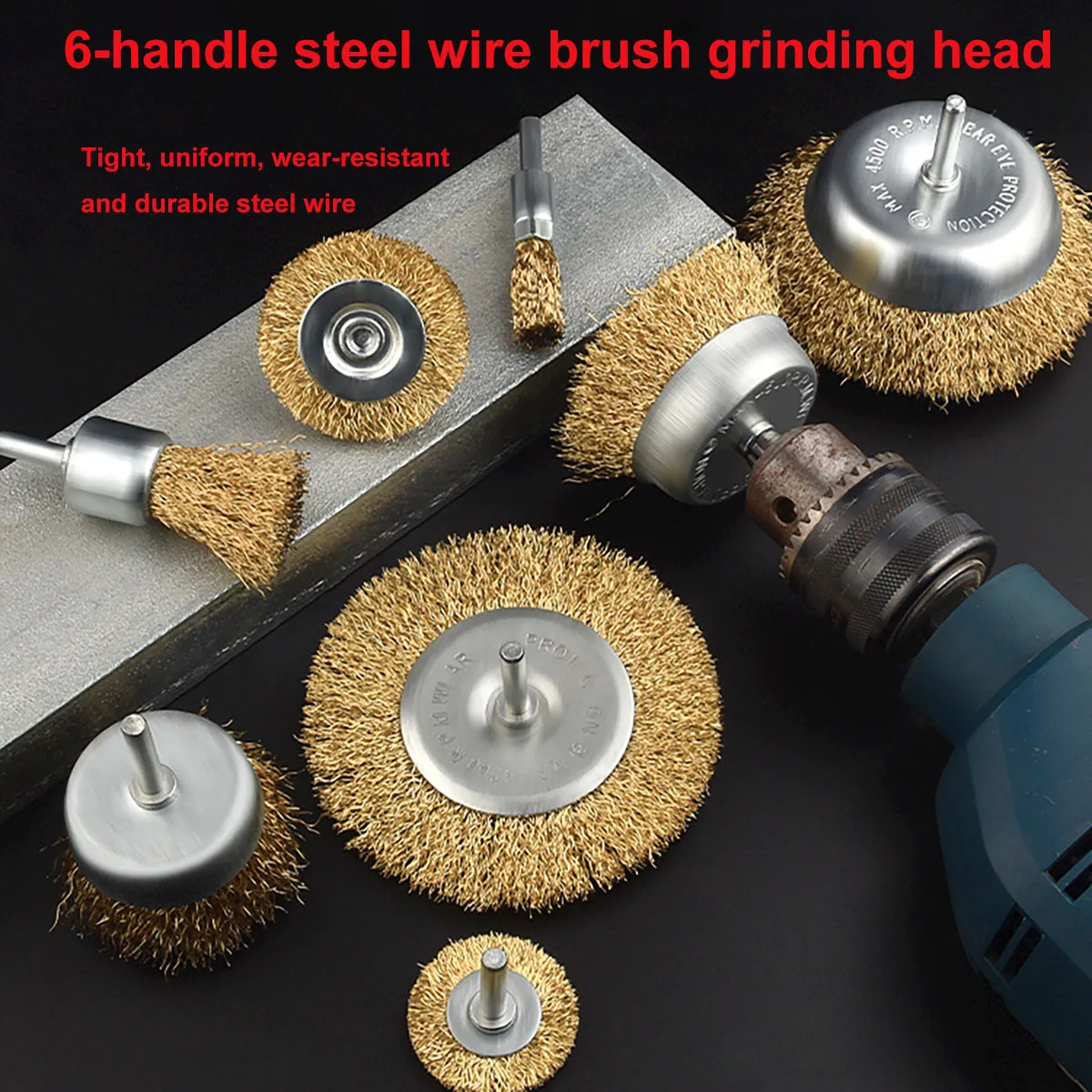 

10/12/16/20/25/30/50/60/75mm Steel Wire Brush Brass Plated Wheels Brushes Drill Rotary Tools Metal Rust Removal Polishing Brush
