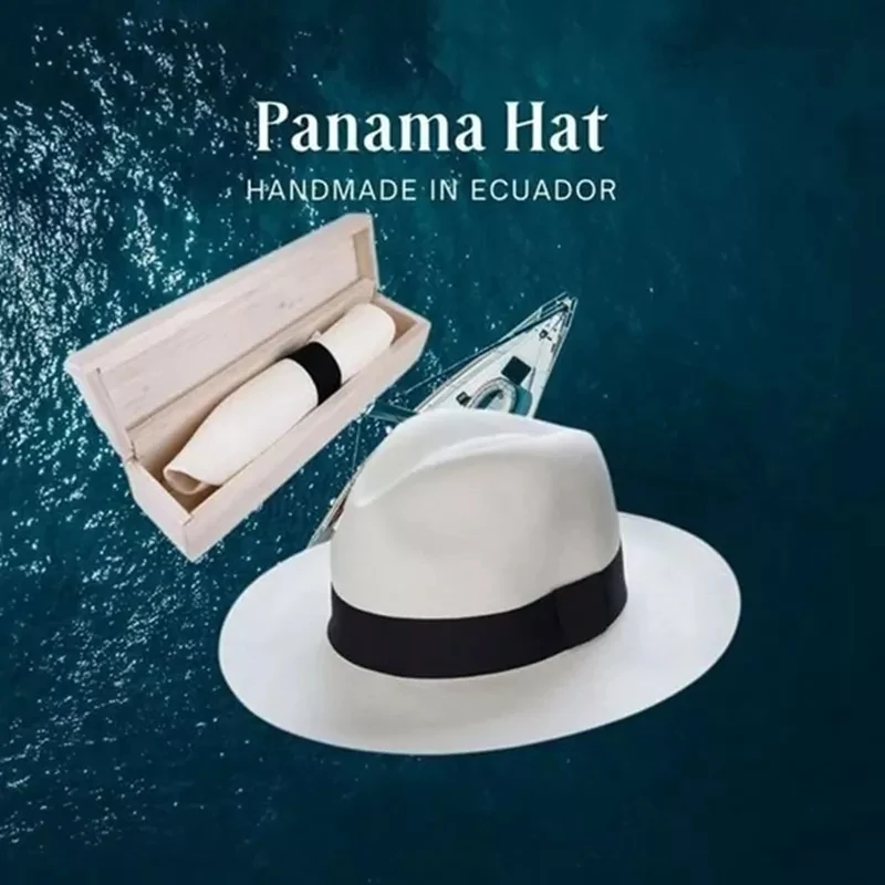 Adjustable Classic Panama Hat-Handmade In Ecuador Sun Hats for Women Man Beach Straw Hat for Men UV Protection Cap Dropshipping