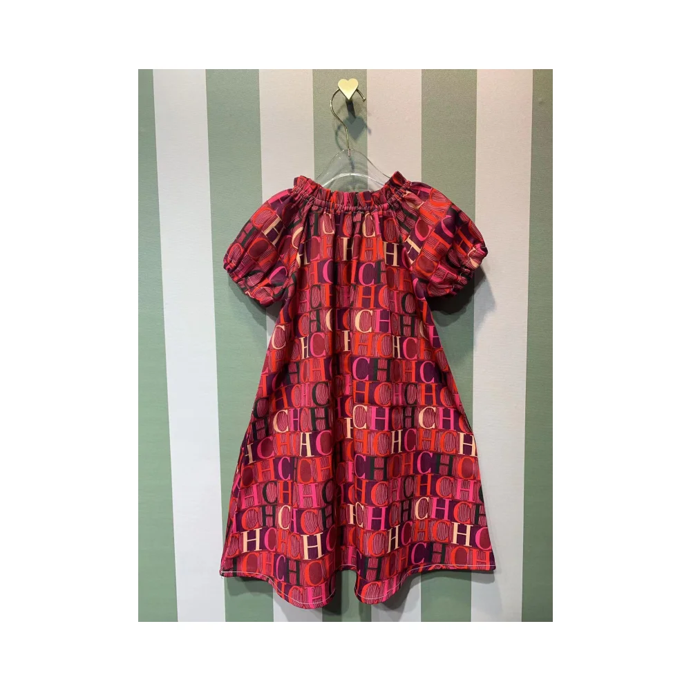 

Популярная детская одежда 2023, модное классическое тканевое платье с буквенным принтом для девочек, мягкое и дышащее платье, одежда для сна