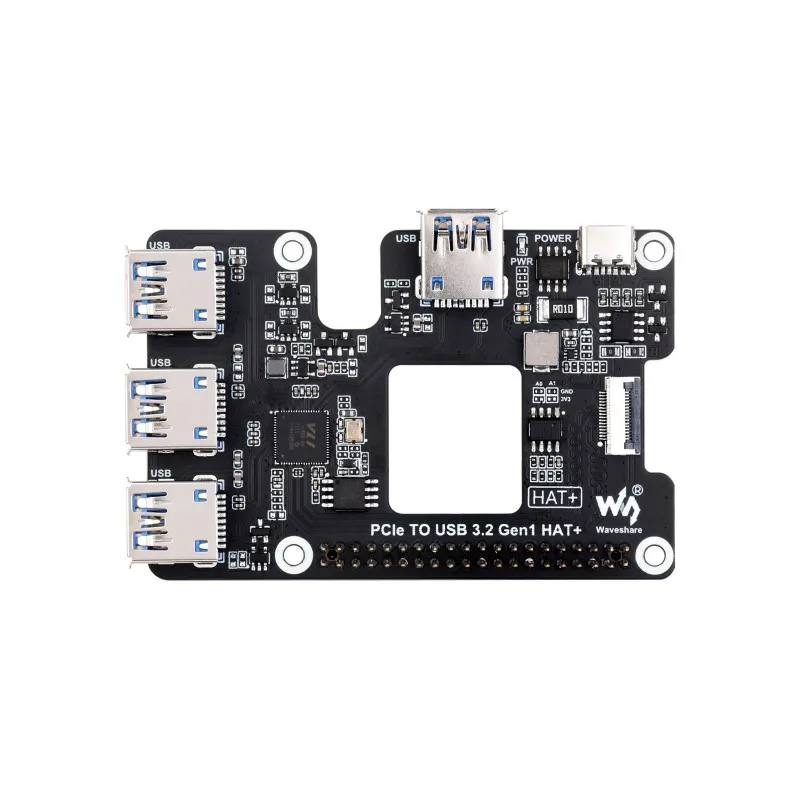 PCIe To USB 3.2 Gen1 HAT для Raspberry Pi 5, PCIe to USB HUB, 4 высокоскоростных USB-порты, без драйверов, plug and play (art.: 3920ce4e78207) - 3920ce4e78207