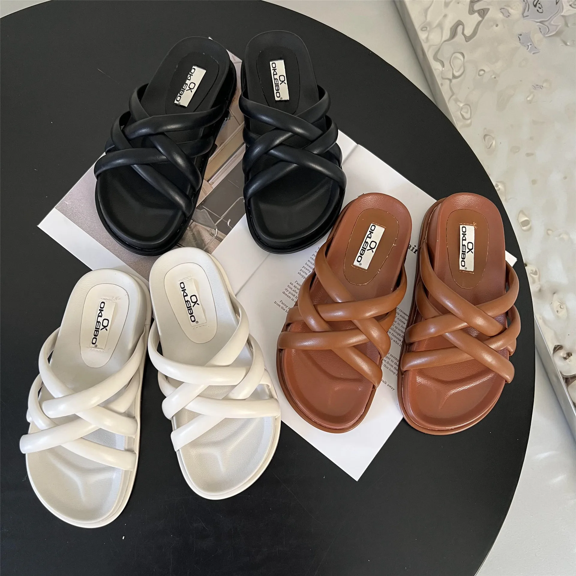 Шлепанцы женские с перекрестной шнуровкой резиновая обувь повседневные