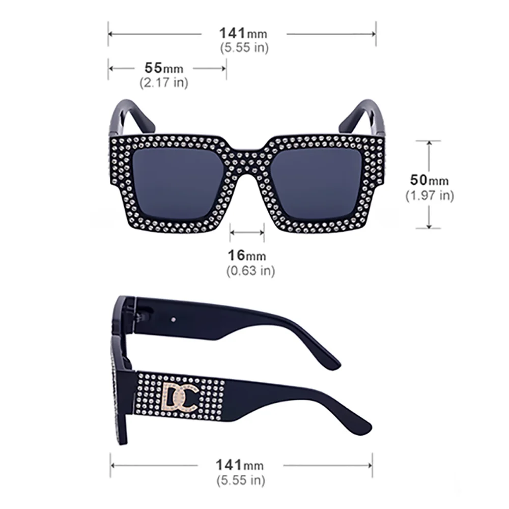 Роскошные квадратные солнцезащитные очки со стразами женские модные брендовые