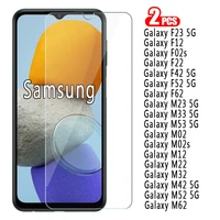 2 1pcs glass for samsung galaxy m53 m33 m23 m62 m52 m42 m32 m22 m12 m02s m02 cover for samsung f 12 02s 22 42 52 62 23 5g glass