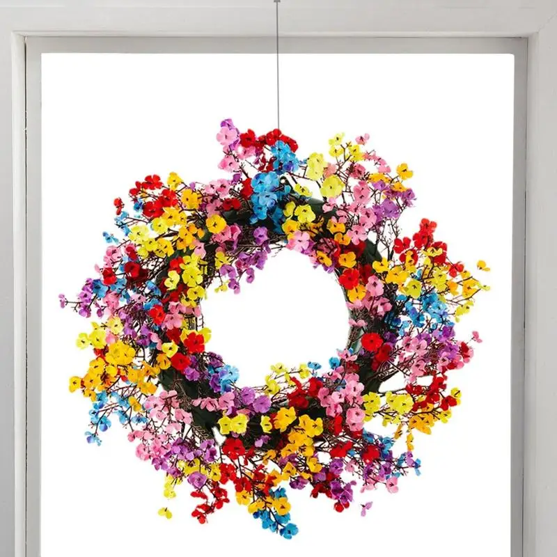 

Spring Wreath Color Artificial Wreath Hanging Decor Front Door Colorful Wreaths For Spring And Summer For Party Festival Wedding