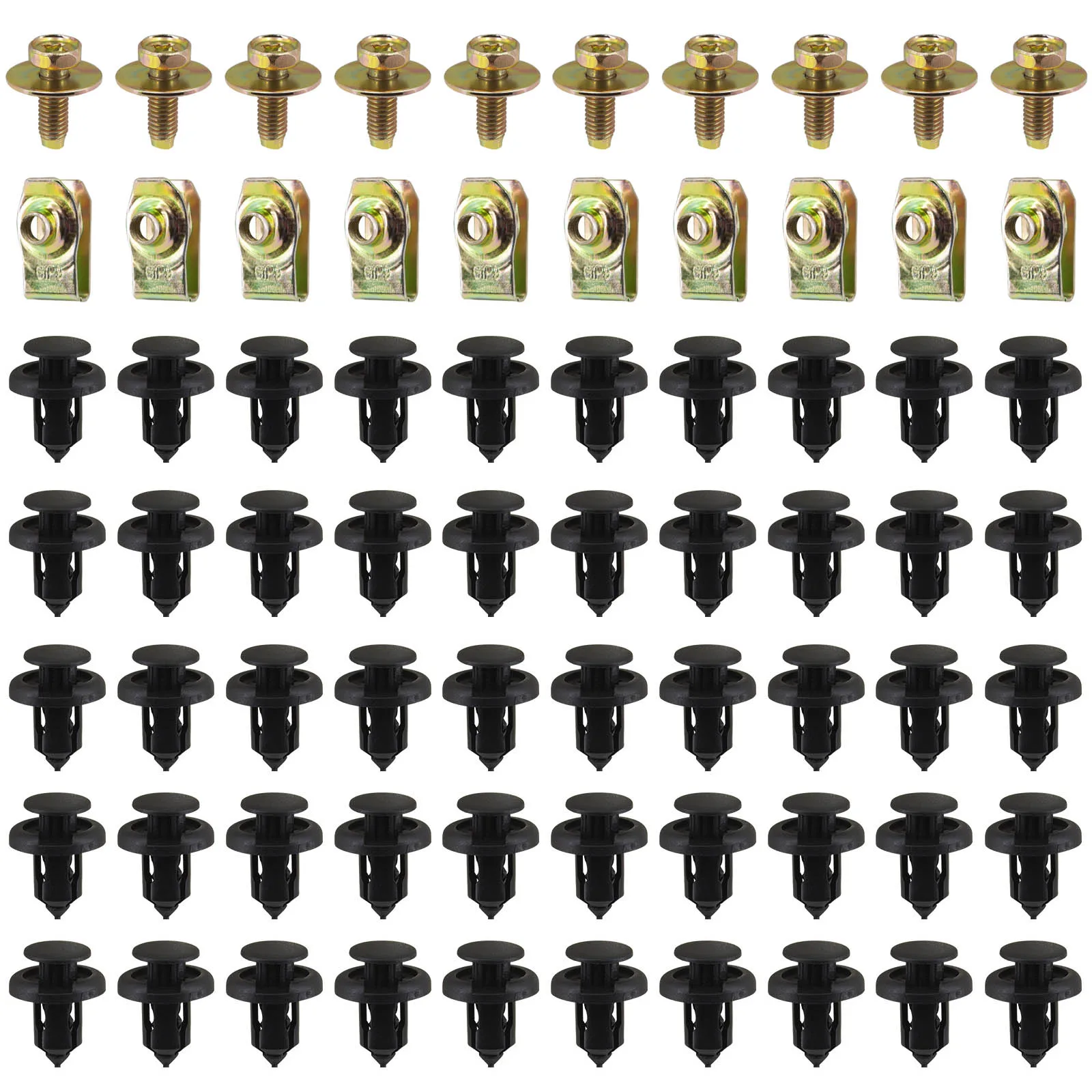 

Болты и U-образная гайка для кузова автомобиля, винт M6, крышка двигателя, нижний слой, брызговик, защита Бампера, зажим 10 мм для Honda Civic, для модели Accord Jazz