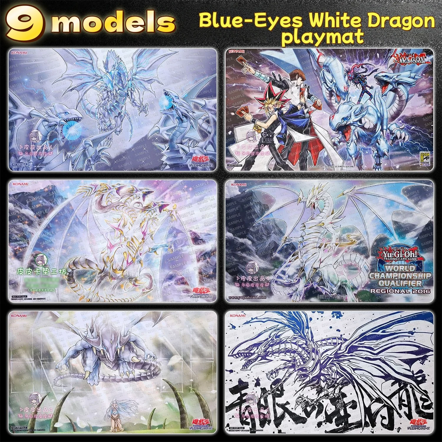 Фото 13 моделей Yu-Gi-Oh! Игровой коврик для карточных игр серии Blue-Eyes White Dragon, 600x350 мм, с сеткой для самостоятельной разметки, для одного игрока №1
