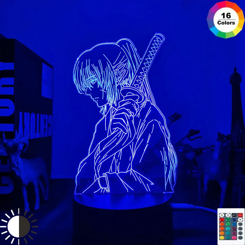 

Светодиодный ночник Anime Rurouni Kenshin для спальни, декоративный светильник на батарейках, подарок на день рождения, манга, 3d светильник Kenshin Himura