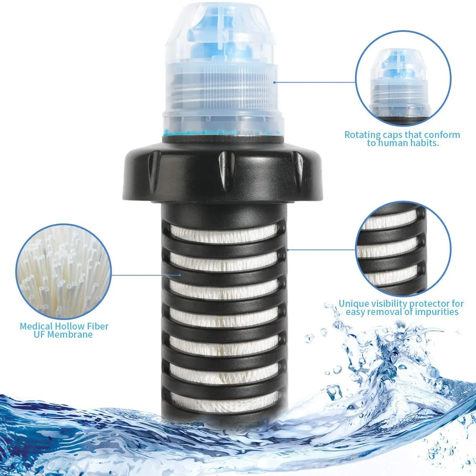 

Collapsible Water Bottle with Filter Straw Water Bag for Camping Backpacking