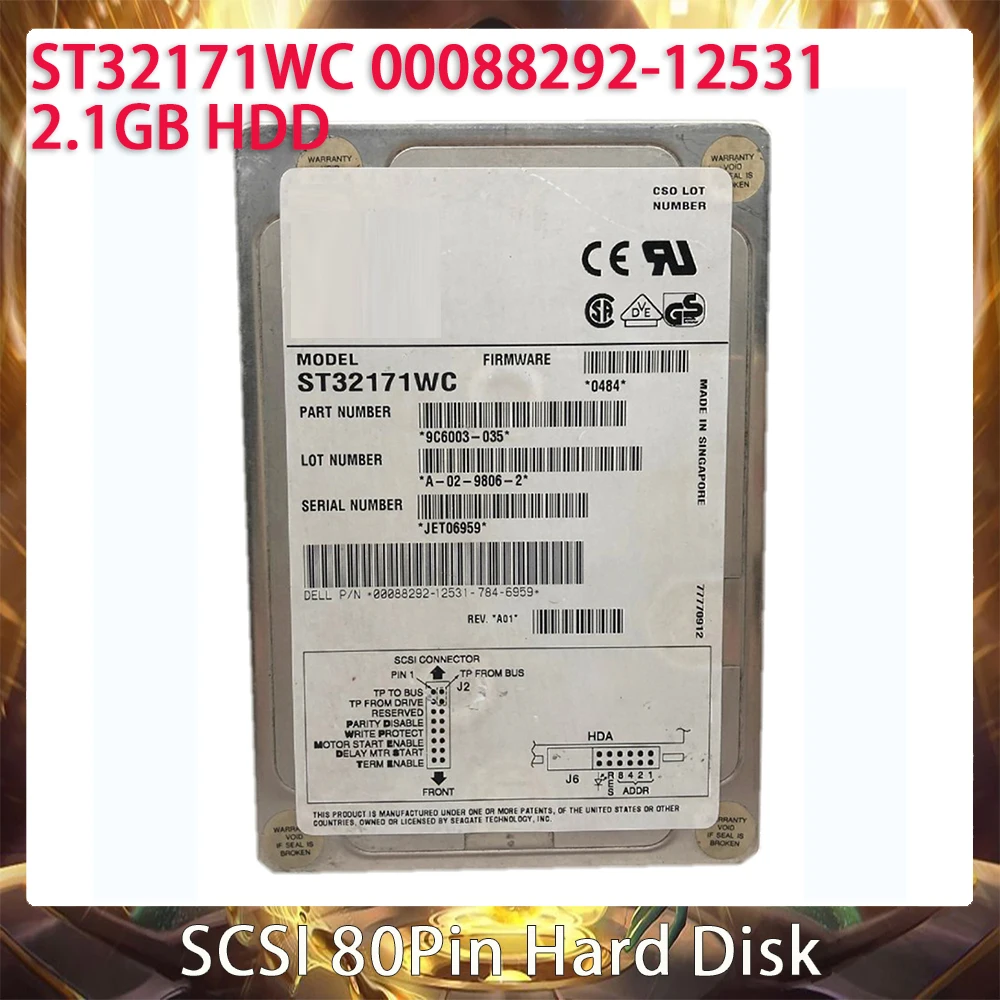 ST32171WC 00088292-12531 2.1GB HDD For DELL For Seagate Industrial Medical SCSI 80Pin Hard Disk 2.1G Hard Drive Works Perfectly