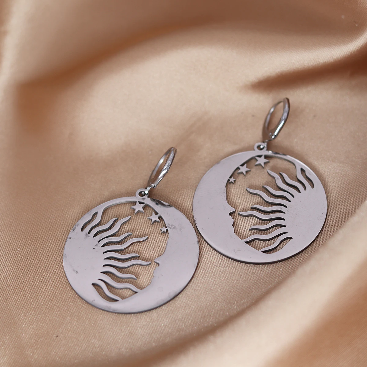 Женские серебряные серьги-кольца в стиле бохо из нержавеющей стали