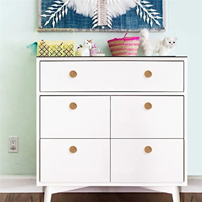 Ручки для комода в стиле бохо ручки из ротанга деревянные ящиков круглые с