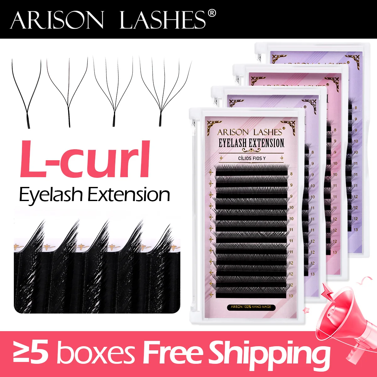 ARISON L Curl YY 3D 4D 5D W-образные ресницы готовые объемные вееры наращивание ресниц