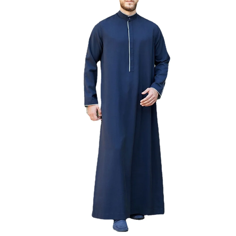 Ramadan Eid Muslim Fashion Men Robe Middle East Arab Abayas Dubai Turkish Islamic Clothing Solid Color Simple De Moda Musulmana