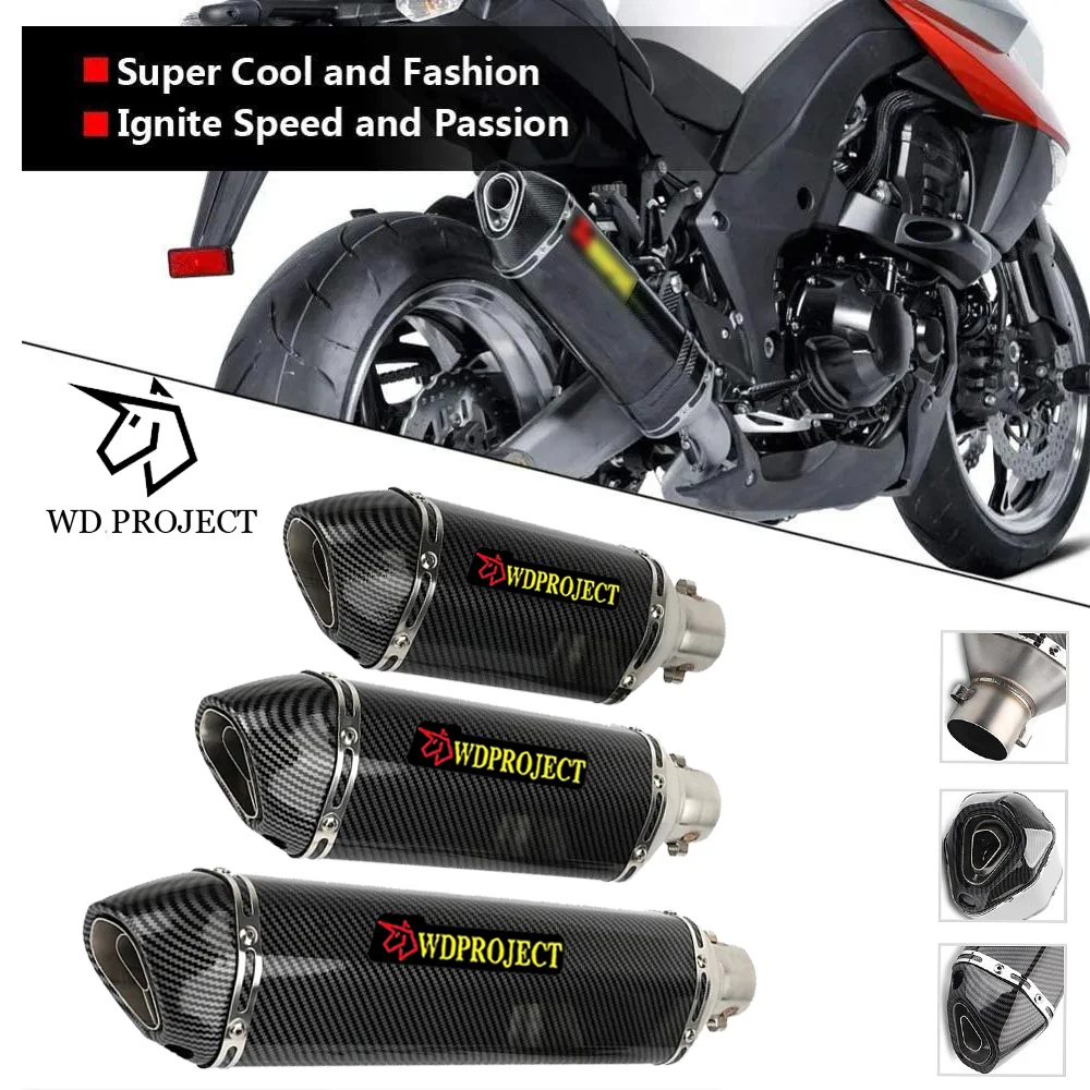 

51mm Universal Motorcycle ATV Pipe Exhaust with DB Killer Muffler Carbon Fiber GP-project Exhaust Pipe For NINJA R1 R3 R6 Z650