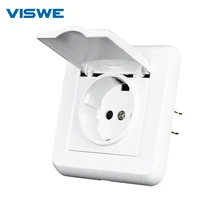 viswe eu standard power socket with waterproof cover16a pc retardant panel with iron plate iron clawwall socket for european