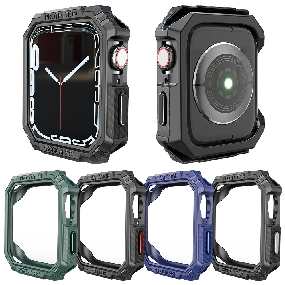

Carbon Fiber PC Hollow Bumper for Apple Watch Series 8 7 6 SE 5 4 Case Protective Frame 41mm 45mm 40mm 44mm Hard Cover