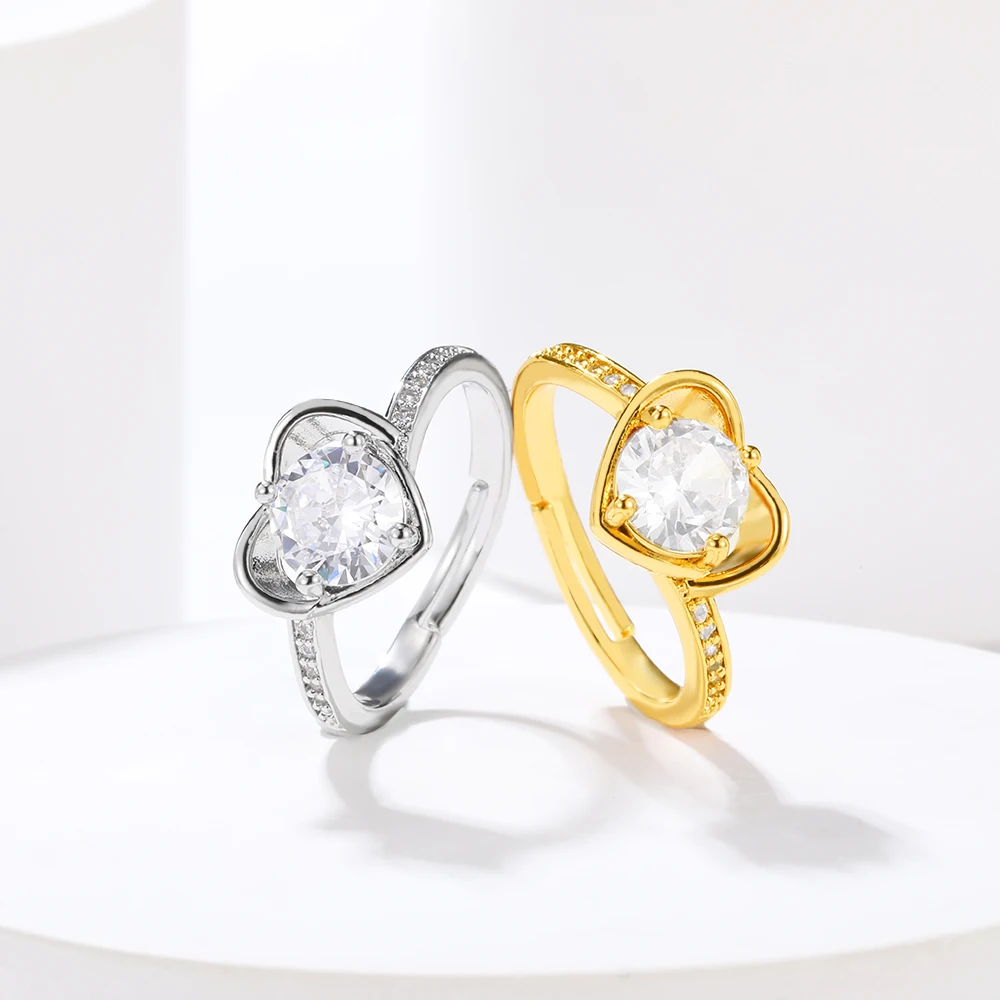 

Rings For Women Bling Heart Zircon Elegant Lady Bridal Wedding Love Fashion Accessories Delicate Jewelry Gifts Free Shipping