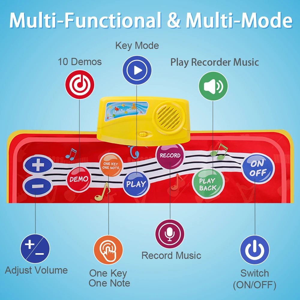 Детский музыкальный пианино для танцев детский игровой коврик клавиатура