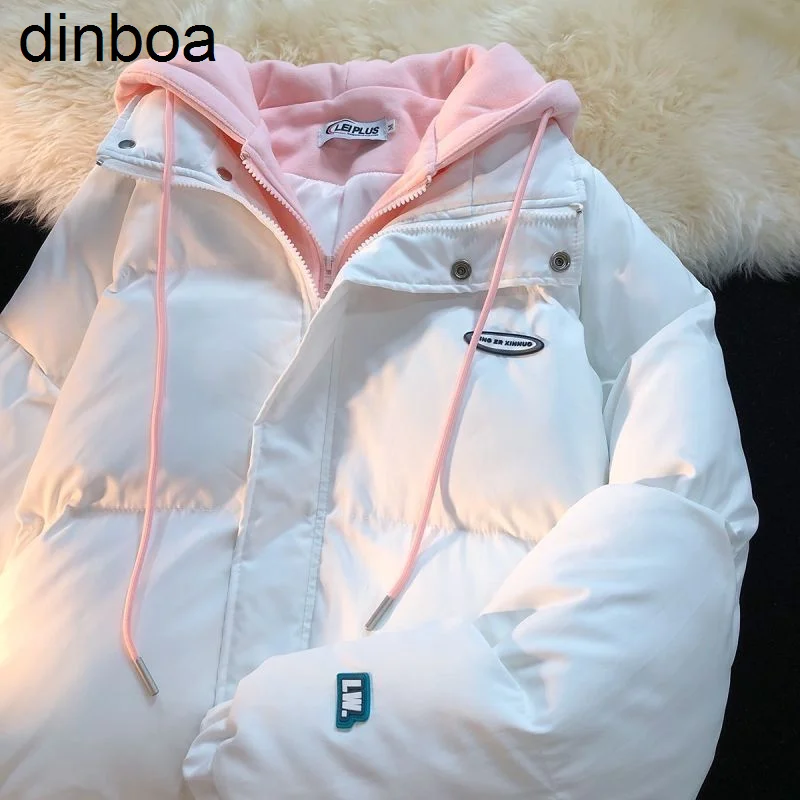 

2022 Winter Y2k Harajuku Cute Fake Two-piece Hoodeds Loose Cotton Coat Women's Thickened Cotton Coat Y2k Tide Winter Coat Women