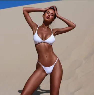 

Low Waist Bikini 2022 Sexy Push Up Swimwear Women Swimsuit 2022 New Solid Bikini Set Beachwear Sexy Thong Two Pieces BathingSuit