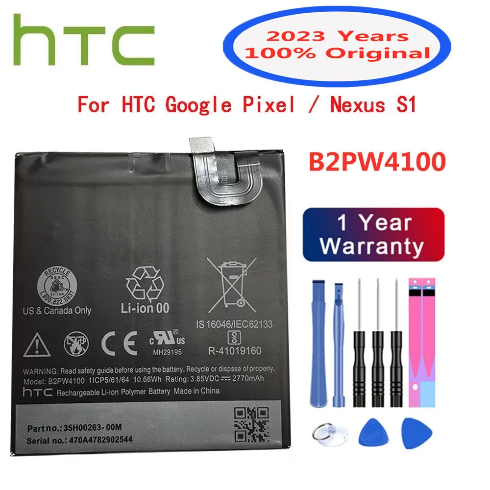 

2023 100% Original 2770mAh B2PW4100 Replacement Battery For HTC Google Pixel / Nexus S1 Li-ion Polymer Batteries Batteria+ Tools