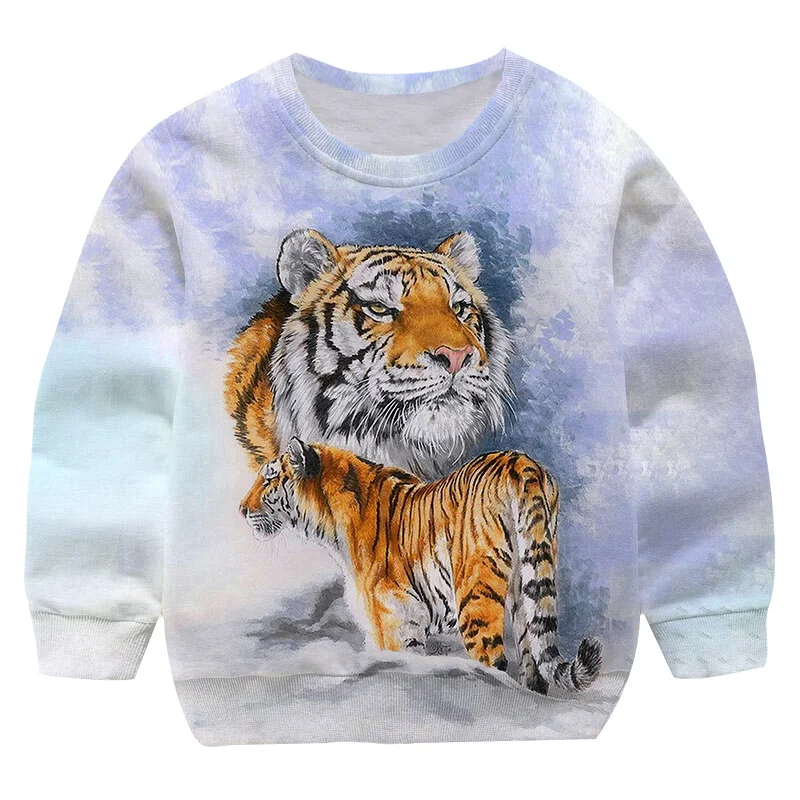 

Kid Cool Animal Tiger Sweatshirt 4-14 Children Long Sleeve Clothes Boy Animal Tiger Sweatshirt Baby Girls Casual Sweatshirt